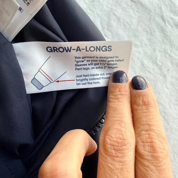 Lands End Kids Size 5 Navy Blue Snow Bib Overalls ow-A-Longs Feature - Picture 6 of 8